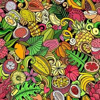 Cartoon doodles Tropical Fruits seamless pattern vector