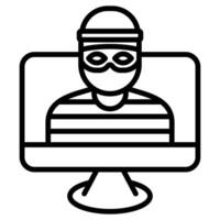 Online Theft icon line vector illustration