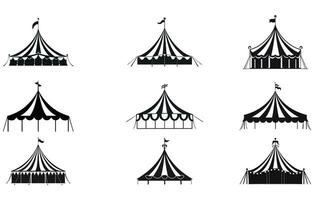 Circus silhouettes set, large pack of vector silhouette design
