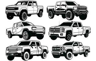 Electric pickup truck silhouette, Pickup truck icon vector silhouette.