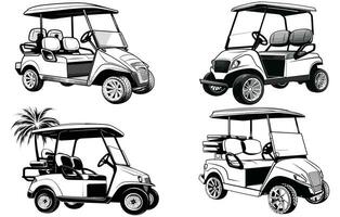 club auto, golf carro silueta vehículo vector