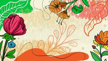 Design banner frame background with beautiful. background for design. Colorful background with tropical plants. Place for your text. vector