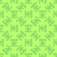 Grow Light with Seedling vector Phytolamp green outline seamless pattern