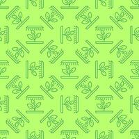 Grow Light with Seedling vector Phytolamp green outline seamless pattern