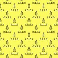 Corn Grow Led Light Bulb vector Phytolamp outline yellow seamless pattern