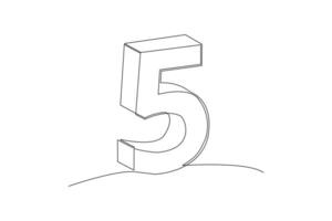 One continuous line drawing of Bricks with numbers. Numeral cube concept. Doodle vector illustration in simple linear style.