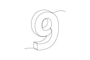 One continuous line drawing of Bricks with numbers. Numeral cube concept. Doodle vector illustration in simple linear style.