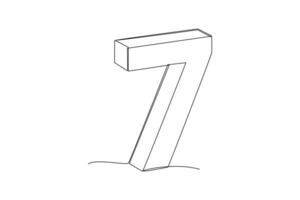 One continuous line drawing of Bricks with numbers. Numeral cube concept. Doodle vector illustration in simple linear style.