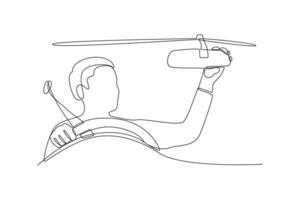 One continuous line drawing of Safety and transport concept. Doodle vector illustration in simple linear style.