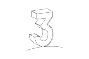 One continuous line drawing of Bricks with numbers. Numeral cube concept. Doodle vector illustration in simple linear style.