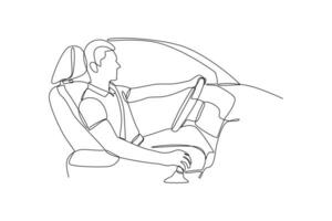 One continuous line drawing of Safety and transport concept. Doodle vector illustration in simple linear style.