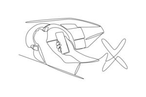 One continuous line drawing of Safety and transport concept. Doodle vector illustration in simple linear style.