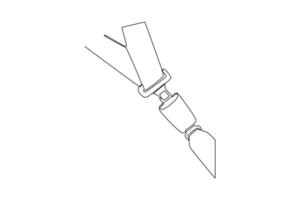 One continuous line drawing of Safety and transport concept. Doodle vector illustration in simple linear style.