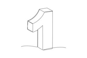 One continuous line drawing of Bricks with numbers. Numeral cube concept. Doodle vector illustration in simple linear style.