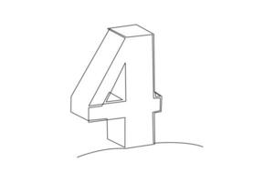 One continuous line drawing of Bricks with numbers. Numeral cube concept. Doodle vector illustration in simple linear style.