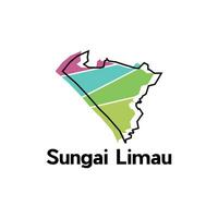 Map City of Sungai Limau, World Map Country of Indonesia vector template with outline, graphic sketch style isolated on white background