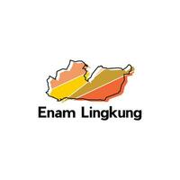 Map City of Enam Lingkung, World Map Country of Indonesia vector template with outline, graphic sketch style isolated on white background