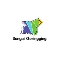 Map City of Sungai Geringging, World Map Country of Indonesia vector template with outline, graphic sketch style isolated on white background