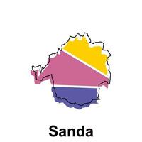 Map City of Sanda design illustration, vector symbol, sign, outline, World Map International vector template on white background