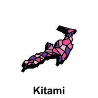Map City of Kitami design illustration, vector symbol, sign, outline, World Map International vector template on white background