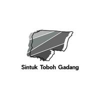 Map City of Sintuk Toboh Gadang, World Map Country of Indonesia vector template with outline, graphic sketch style isolated on white background