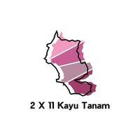 2 X 11 Kayu Tanam map. vector map of Indonesia Country colorful design, suitable for your company