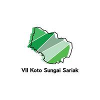 Map City of VII Koto Sungai Sariak, World Map Country of Indonesia vector template with outline, graphic sketch style isolated on white background