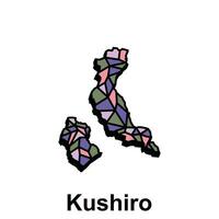 Map City of Kushiro design illustration, vector symbol, sign, outline, World Map International vector template on white background