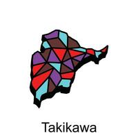 Map City of Takikawa design illustration, vector symbol, sign, outline, World Map International vector template on white background