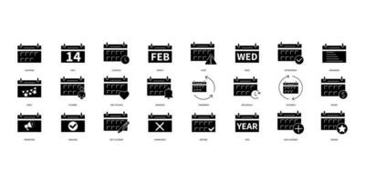 calendar icons set. Set of editable stroke icons.Vector set of calendar vector