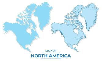 Vector North America map set simple flat and outline style illustration