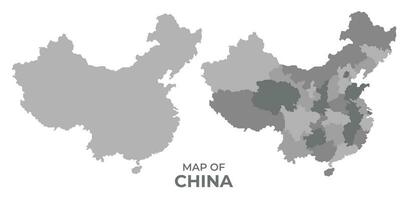 escala de grises vector mapa de China con regiones y sencillo plano ilustración