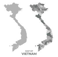 Greyscale vector map of Vietnam with regions and simple flat illustration