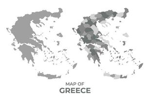 escala de grises vector mapa de Grecia con regiones y sencillo plano ilustración