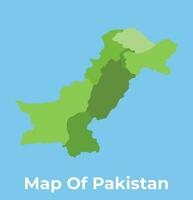 Pakistán vector mapa en escala verde con regiones