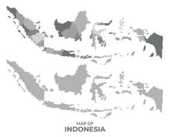 Greyscale vector map of Indonesia with regions and simple flat illustration