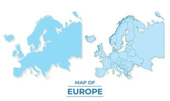 Vector Europe map set simple flat and outline style illustration