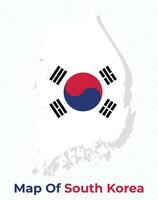 Vector map of South Korea with national flag