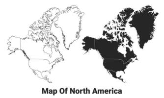 vector negro mapa de norte America país con fronteras de regiones