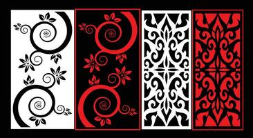 Decorative wall panels set Jali design CNC pattern, laser cutting pattern, router CNCcutting vector
