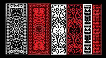 Decorative wall panels set Jali design CNC pattern, laser cutting pattern, router CNCcutting vector