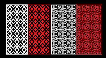 Decorative wall panels set Jali design CNC pattern, laser cutting pattern, router CNCcutting vector