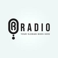 Podcast Radio Logo design On Letter R Design Using Microphone Template vector illustration