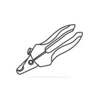 Combination pliers hand tool isolated over white background, top view vector