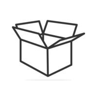 Ilustración de vector de vista lateral de cajas de cartón. concepto de icono de objeto comercial y de carga. diseño vectorial de cajas abiertas de carga de entrega con sombra. diseño de icono de caja abierta y de cartón vacía.