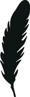 Feather bird. Plumelet Feathers vector in a flat style. Pen icon. Black quill feather silhouette.