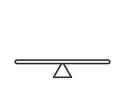 An empty blank wood see saw balance scale on white background. vector
