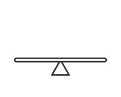 An empty blank wood see saw balance scale on white background. vector