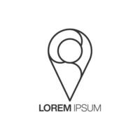 Abstract bright gradient pin logo design. Universal 3d destination, gps, navigation vector sign symbol logotype.