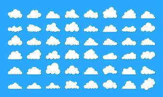 conjunto de nubes siluetas resumen blanco nublado colocar. vector valores ilustración